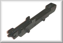 Bogie girder, four-wheel, black, for lateral fixing, zinc cast, price per piece.