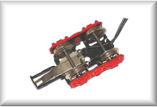 Rear bogie complete with coil, hook and wheels, price per piece.