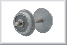 Wheel set, 28 mm, zinc cast iron, not nickel-plated, grey version, for waggons till the end of the sixties, price per piece per axle.