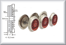 three wheelsets, without traction tires, wide version, zinc die casting. Price all 3 sets.