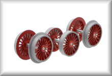 Wheelset, complete (6 wheels), die-cast zinc, wide version, gray, without gears and axles, price per set.