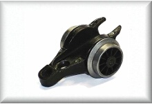 First running/trailing axle, complete with spoked wheel set, black, Zinc cast iron nickel-plated, suitable for CS 800, price per piece.