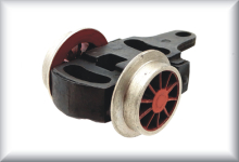 First running and trailing axle, for HS 800, die-cast zinc, wheel nickel-plated, price per item.