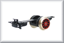 First running/trailing axle, complete with spoked wheel set and coupling, red, for 3024 and suitable for MS 800 cast zinc grey, price per item.