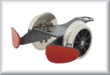 First running axle with rail scraper and wheel set with rounded flange, for GS 800, 3018, 3030, price per item.