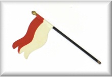 Flagstaff with flag, varnished in red-white, suitable for railway station Stuttgart, price per piece.