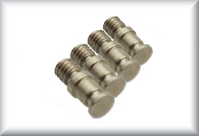 Screw Buffer, wide shape, made of nickel-plated brass, price per 4 items.