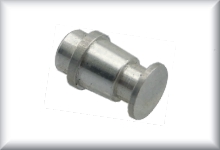 Rivet buffers for tin carriages and tenders, wide short form, aluminum, price per item.