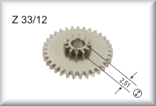 Double gear 33/12 Z, Module 0.4,