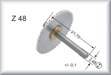 Gear wheel for drive wheels, module 0.4, made of aluminum, number of teeth 48, price per piece.