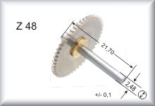 Gear wheel for drive wheels, made of brass, number of teeth 48, price per piece.