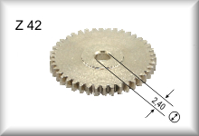 Gear wheel, module 0.4, number of teeth 42, price per piece.