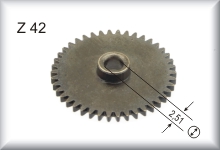 Gear wheel, module 0.4, number of teeth 42,burnished brass, price per piece.