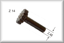 Intermediate gear wheel, module 0.4, number of teeth 14, price per piece.