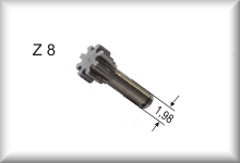 Spur gear with shaft and fine knurl, Spare Part, price per piece.