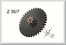 Double gear wheel, module 0.4, number of teeth 36/7, brass burnished, price per piece