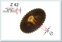 Gear, number of teeth 42, modul 0,4, brass black, price per piece