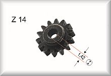 Gear wheel, module 0.4, number of teeth 14, brass burnished, price per piece