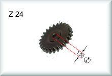 Gear, number of teeth 24, module 0,4, brass black, price per piece