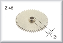 Zwischenzahnrad Vernickelt, (48Z). Zweites Getriebezahnrad SET 800, SEH 800, SEF 800, RET 800, 3011, 3012, 3013, 3014. Drittes Zahnrad 3022, 3322 