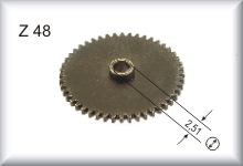 Zwischenzahnrad brüniert, (48Z). Zweites Getriebezahnrad SET 800, SEH 800, SEF 800, RET 800, 3011, 3012, 3013, 3014. Drittes Zahnrad 3022, 3322 