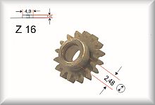 Gear wheel, module 0.4, number of teeth 16, brass with collar, price per item.