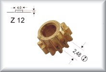 Gear wheel, Z 12, module 0,4, brass with collar, price per item.