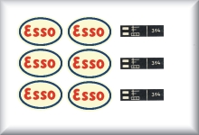 Esso (Oval) Decals incl. Decals for title plate, as in the picture. Price per set.