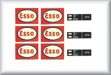 Esso (Rectangular) Decals incl. Decals for title plate, as in the picture. Price per set.