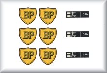 BP decals incl. Decals for title plate, as in the picture. Price per set.