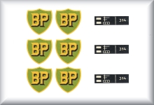 BP decals incl. Decals for title plate, as in the picture. Price per set.