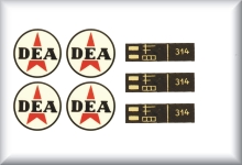 DEA decals incl. Decals for title plate, as in the picture. Price per set.