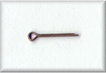 Length: 13,5 mm, Diameter: 0,8 mm, Eye: 2,5 mm, copper, price per 10 pieces.