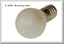 Bulb  19 Volt, base E 10, glass bulb diameter 18mm, opal