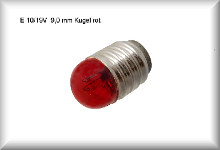 Bulb 19 Volt, base E 10, glass bulb diameter 9mm, red