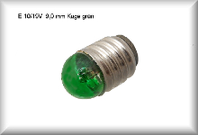 Bulb 19 Volt, base E 10, glass bulb diameter 9mm, green