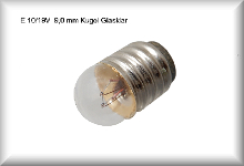 Bulb  19 Volt, base E 10, glass bulb diameter 9mm, clear